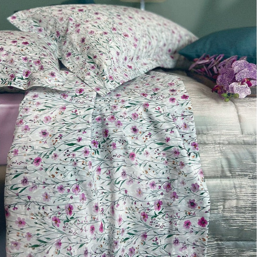 Dondi Home Notti Blu Completo lenzuola matrimoniale in raso di cotone 200 TC