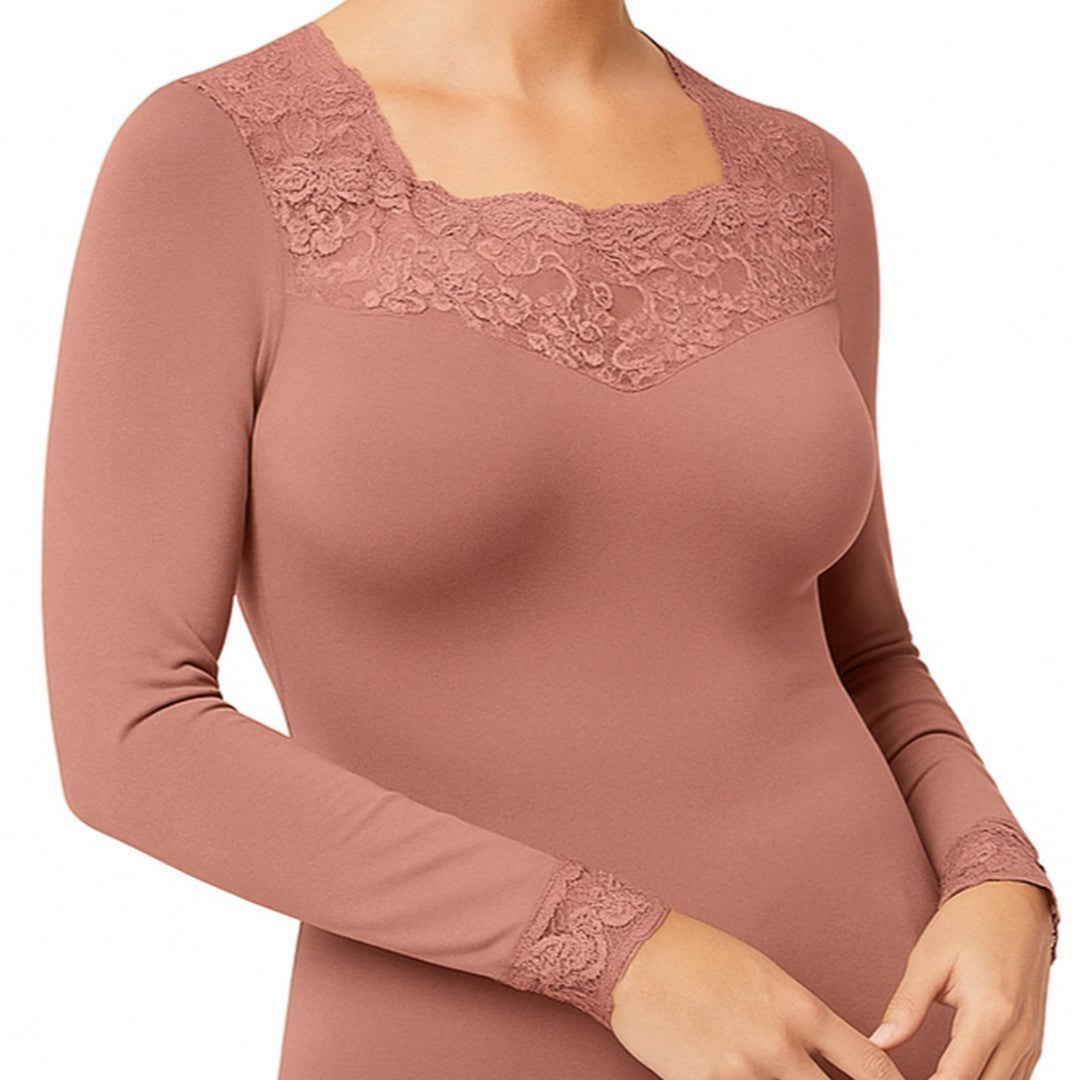 Ysabel Mora Maglia Termica Donna a Maniche Lunghe Con Pizzo
