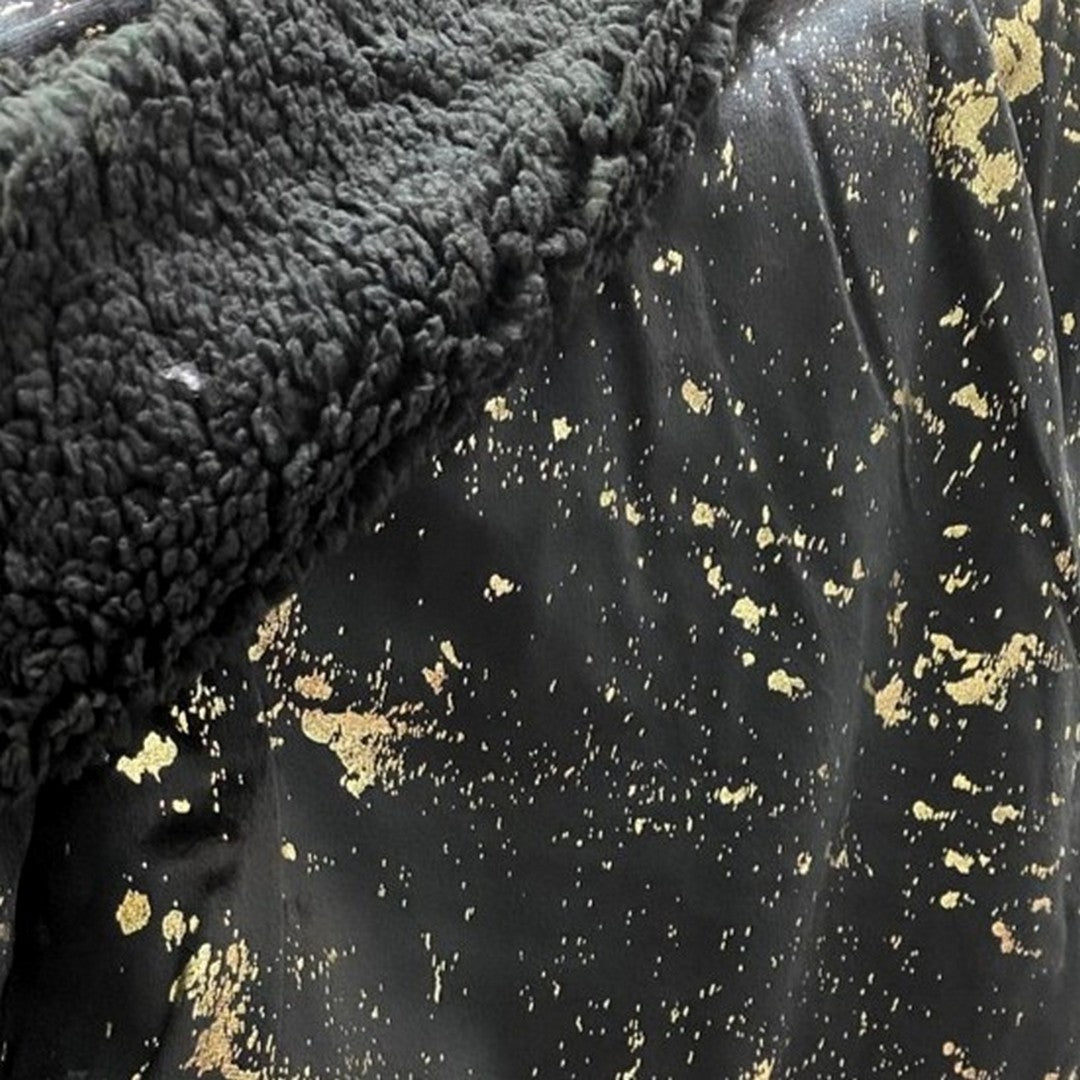 Linea Oro Plaid Dubai Nero e Oro con Retro Effetto Lana Morbido e Caldo