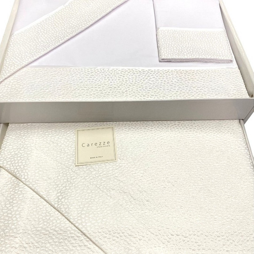 Carezze Set Lenzuola e Copriletto Matrimoniale Arabella Bianco