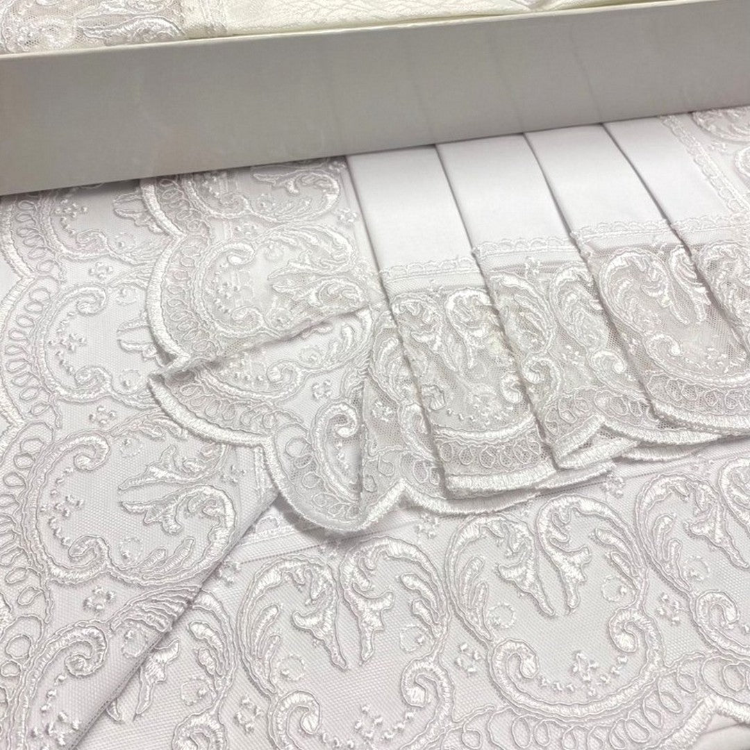 Carezze Set Lenzuola e Copriletto Matrimoniale Antigue Bianco