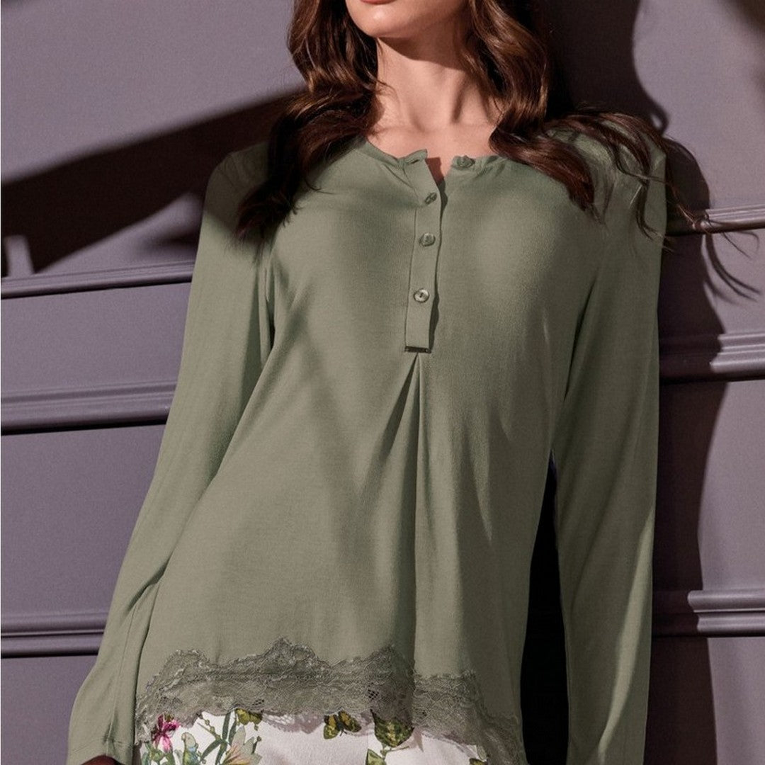 Lormar Pigiama donna in viscosa Manica Lunga Pantalone Lungo