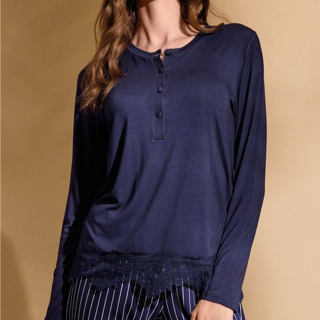 Lormar Pigiama Donna in Viscosa Manica Lunga Pantalone Lungo