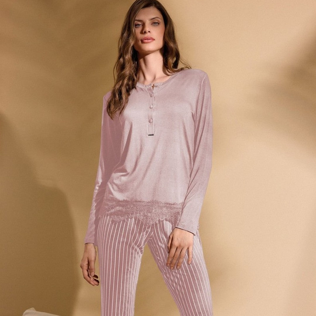 Lormar Pigiama Donna in Viscosa Manica Lunga Pantalone Lungo