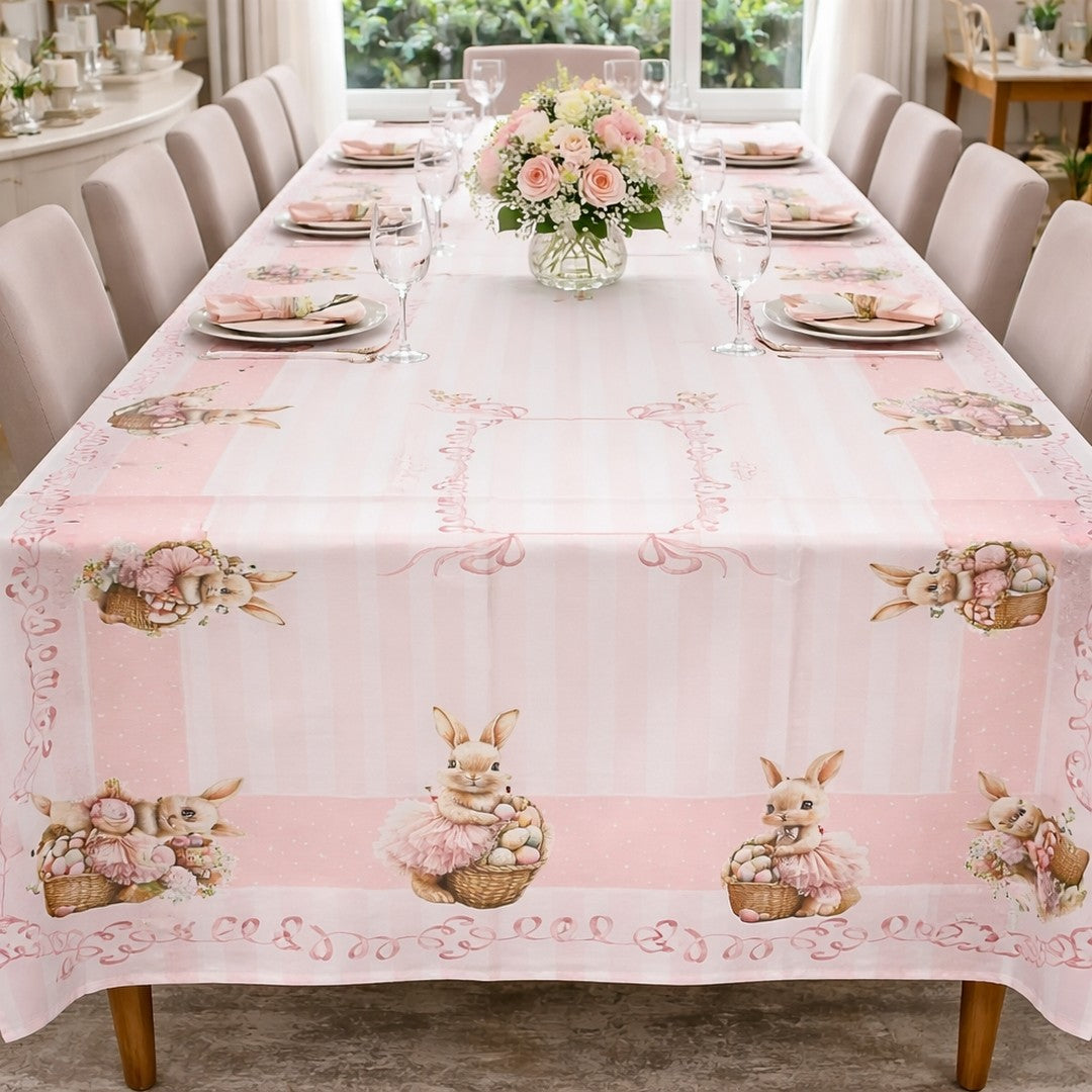 Pierre Cardin Tovaglia da Tavola Alice per 12 Posti Var. Rosa