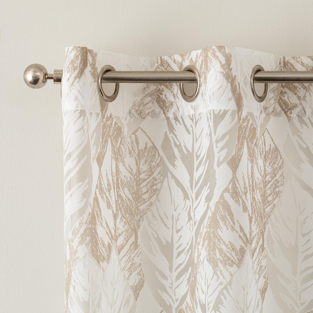 Linea Oro Tenda Foliage In Tessuto Jacquard Semitrasparente con Borchie