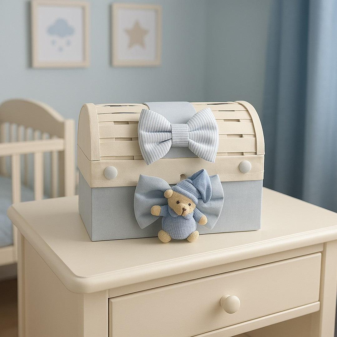 Bauletto Decorativo per Cameretta Orsetto e Fiocchi Celesti