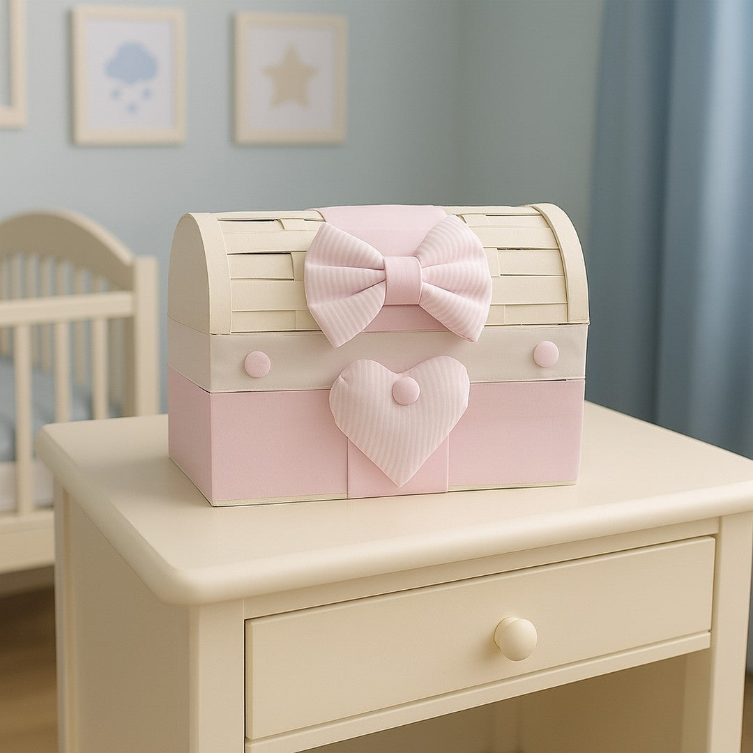 Bauletto Decorativo per Cameretta Cuore e Fiocco Rosa