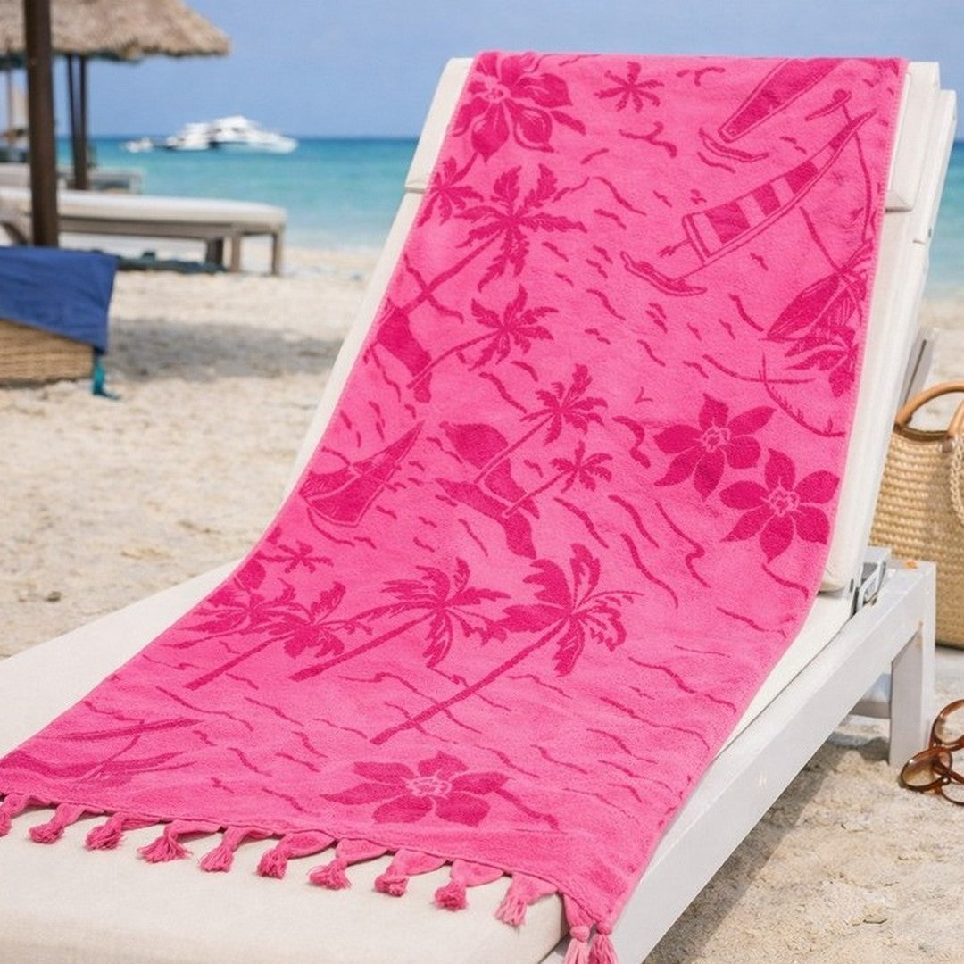 Noidinotte Telo Mare Spugna Velour Rasato Fuxia