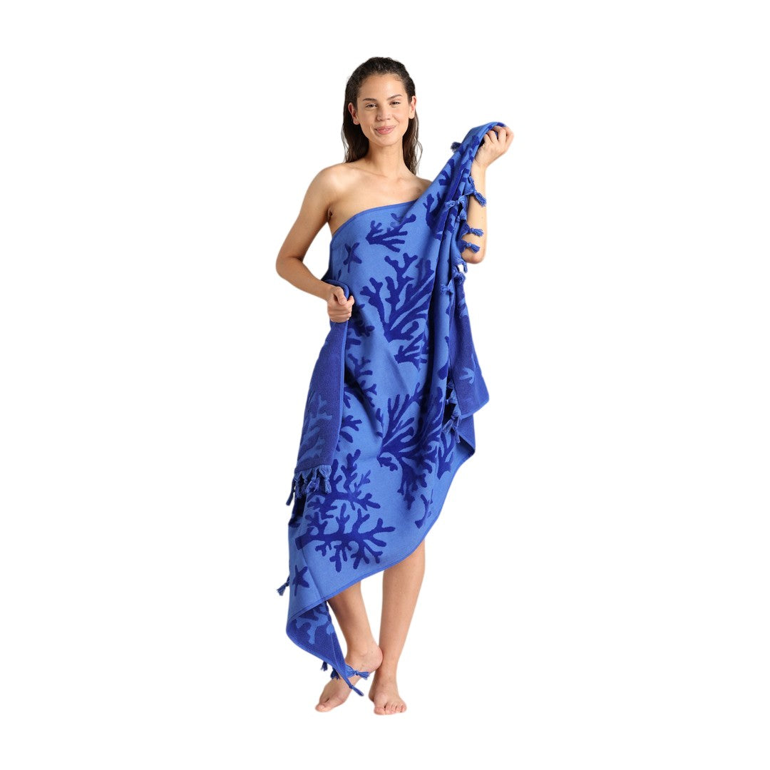 Noidinotte Telo Mare Spugna Velour Rasato Limok Blue