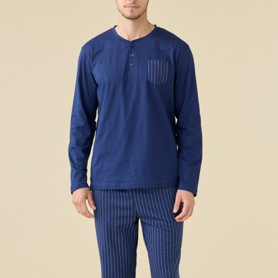 Noidinotte Pigiama Uomo Jersey Di Cotone Manica Lunga
