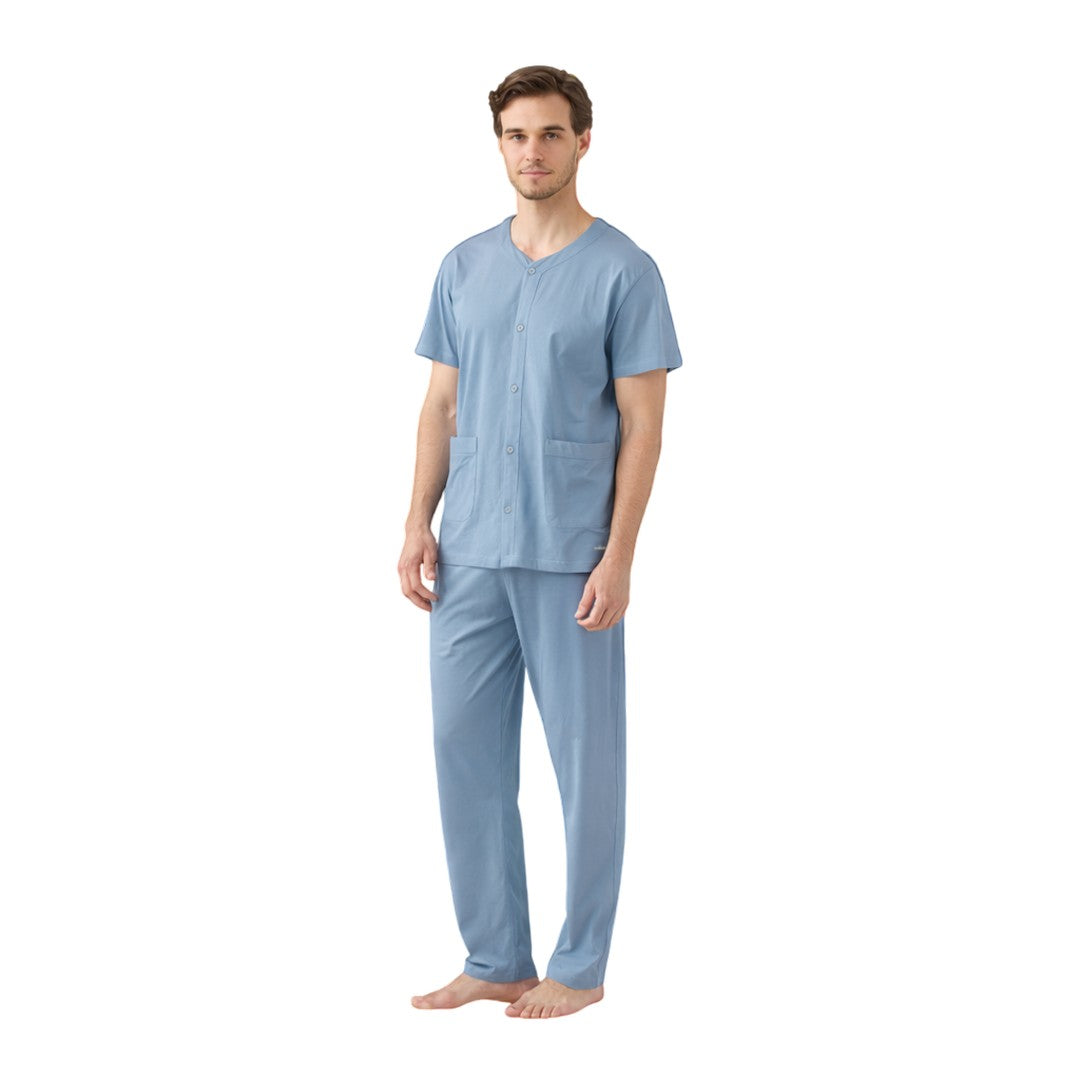Noidinotte Pigiama Uomo Jersey Di Cotone Manica Corta Pantalone Lungo