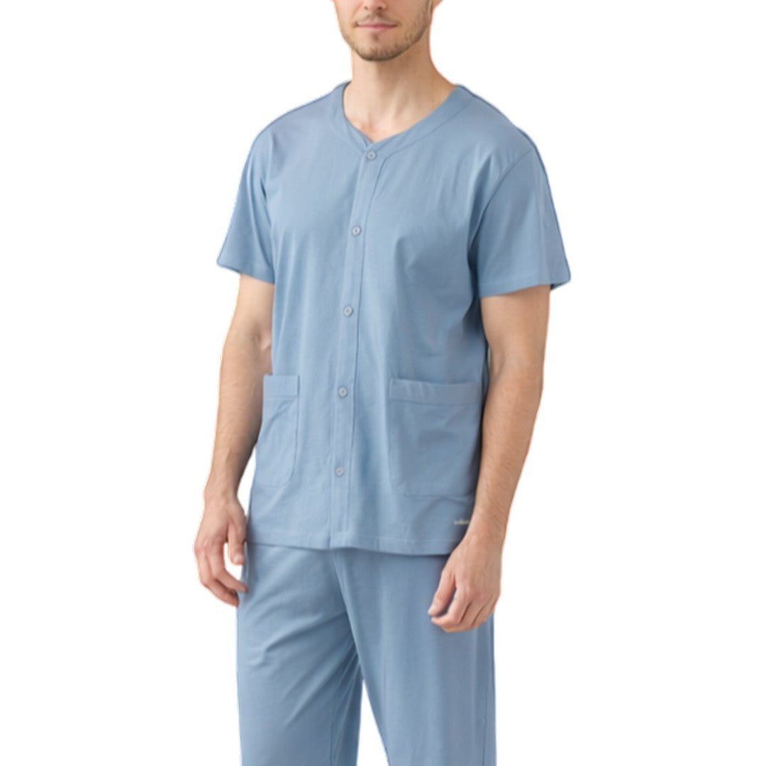 Noidinotte Pigiama Uomo Jersey Di Cotone Manica Corta Pantalone Lungo