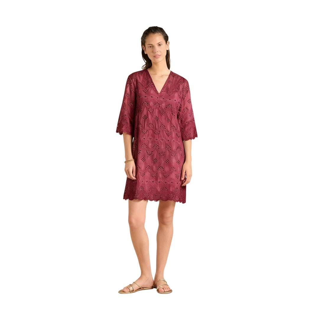 Noidinotte Abito Donna Manica 3/4 Sangallo Di Cotone