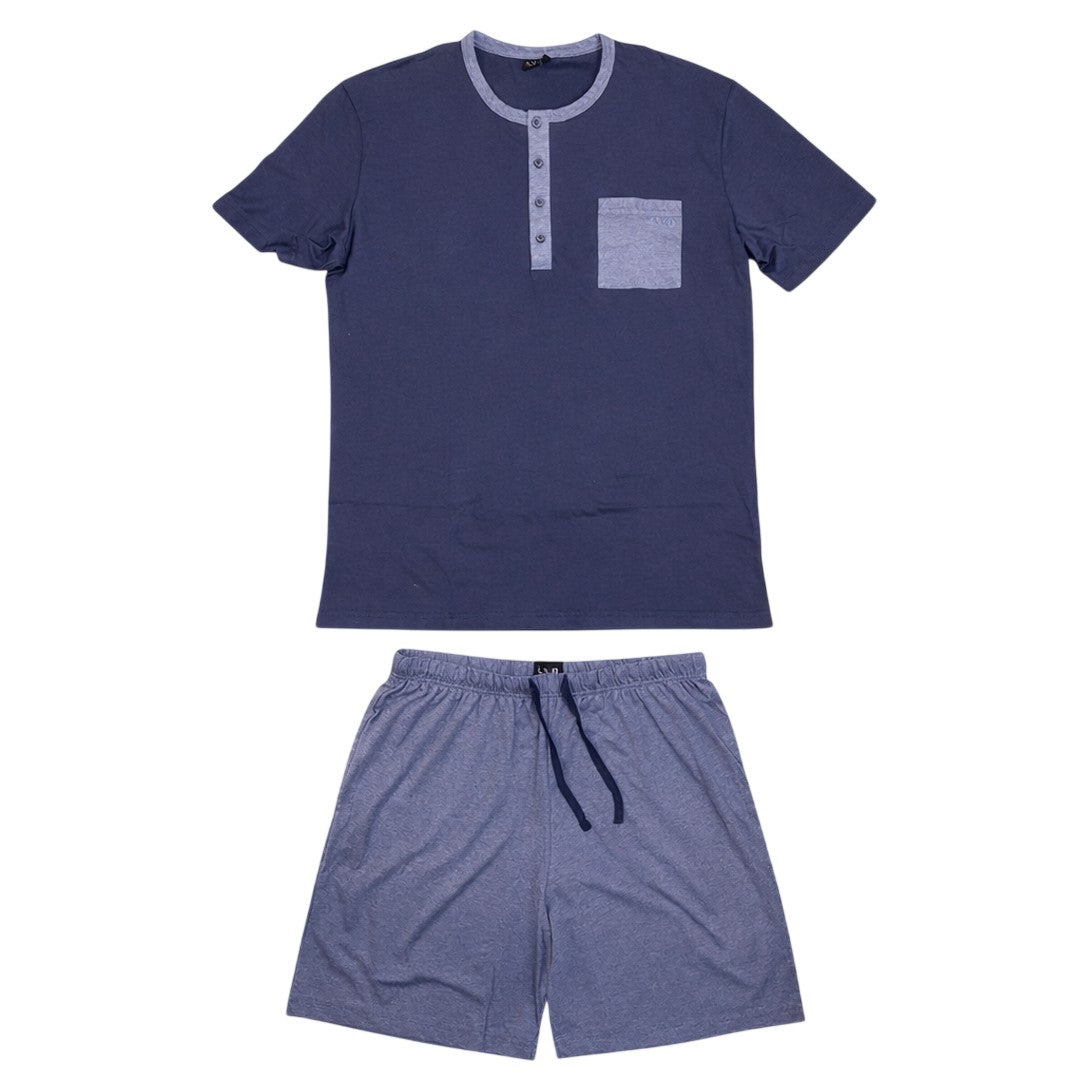 Lovable Uomo Pigiama Serafino Corto Cotone 9L0OEQT