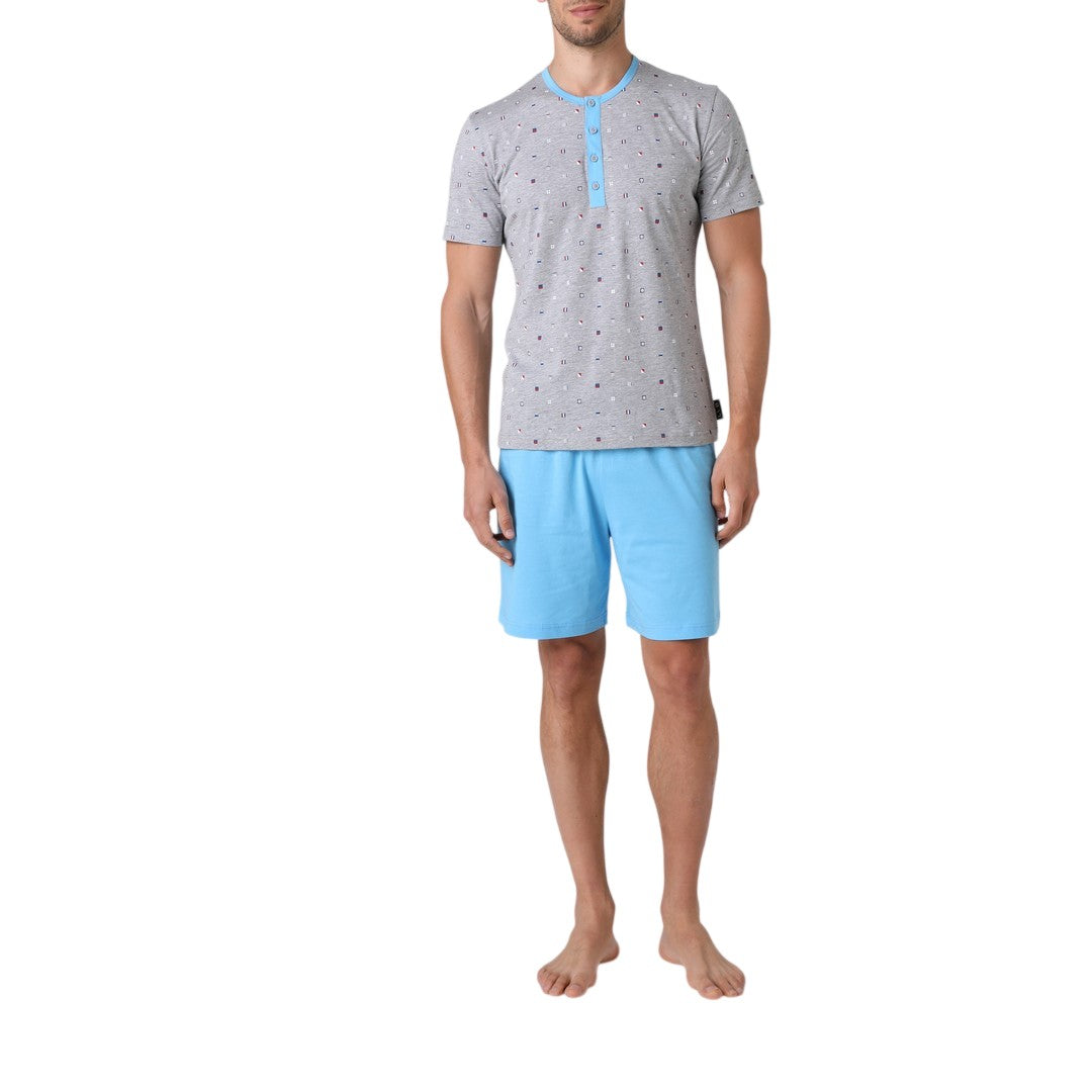 Lovable Uomo Pigiama Serafino Corto Cotone 9L0OEQT