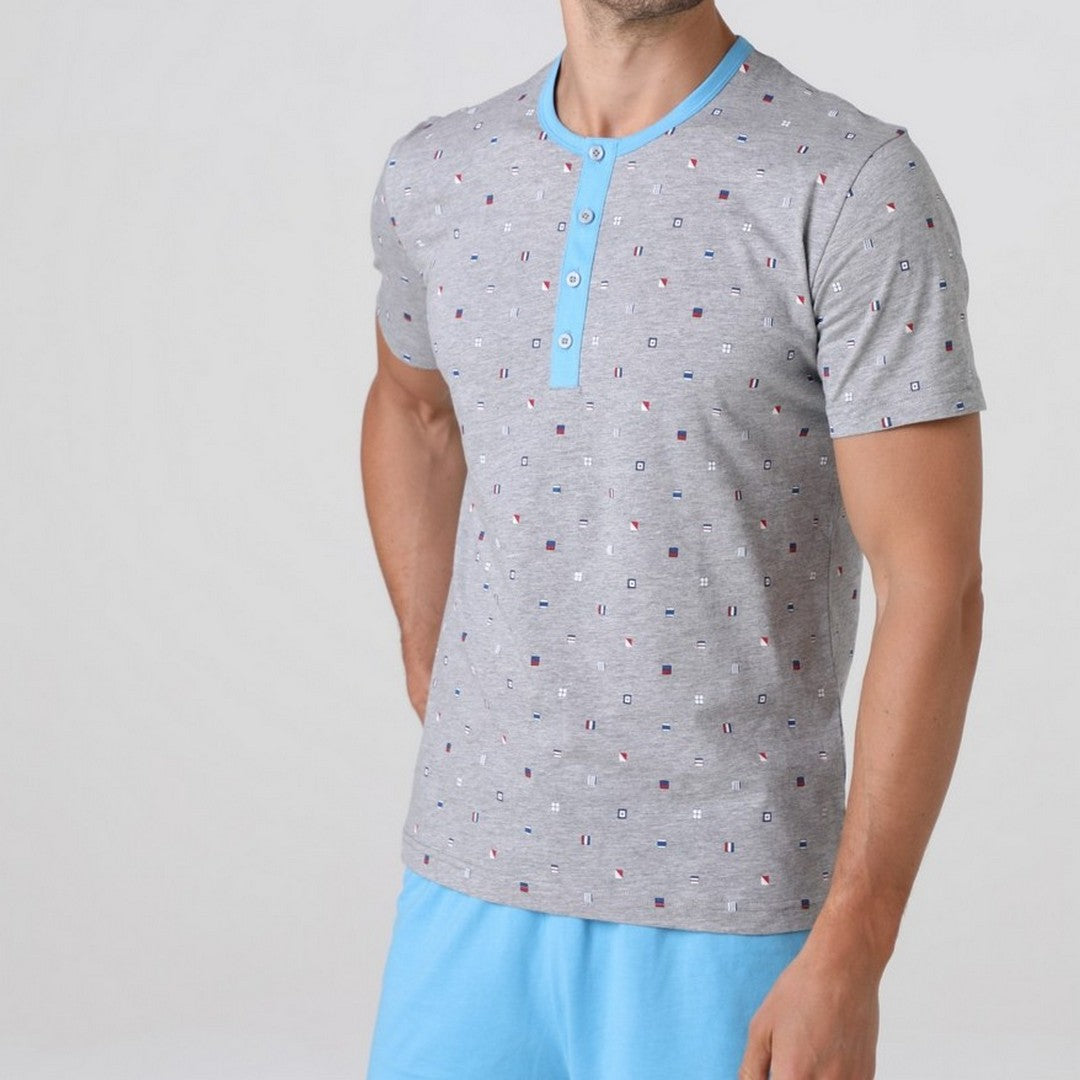 Lovable Uomo Pigiama Serafino Corto Cotone 9L0OEQT