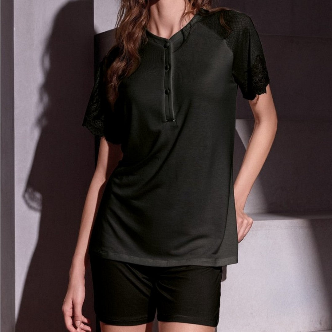 Lormar Pigiama Donna in Viscosa Mezza Manica Pantalone Corto Cocco