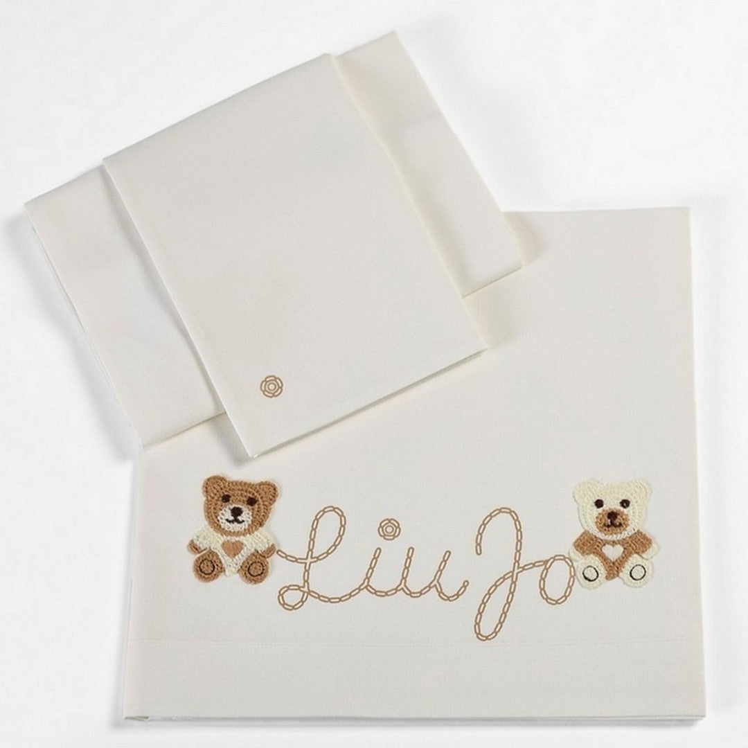 Liu Jo Baby Completo Lenzuola Carrozzina in Cotone Bear BL635C