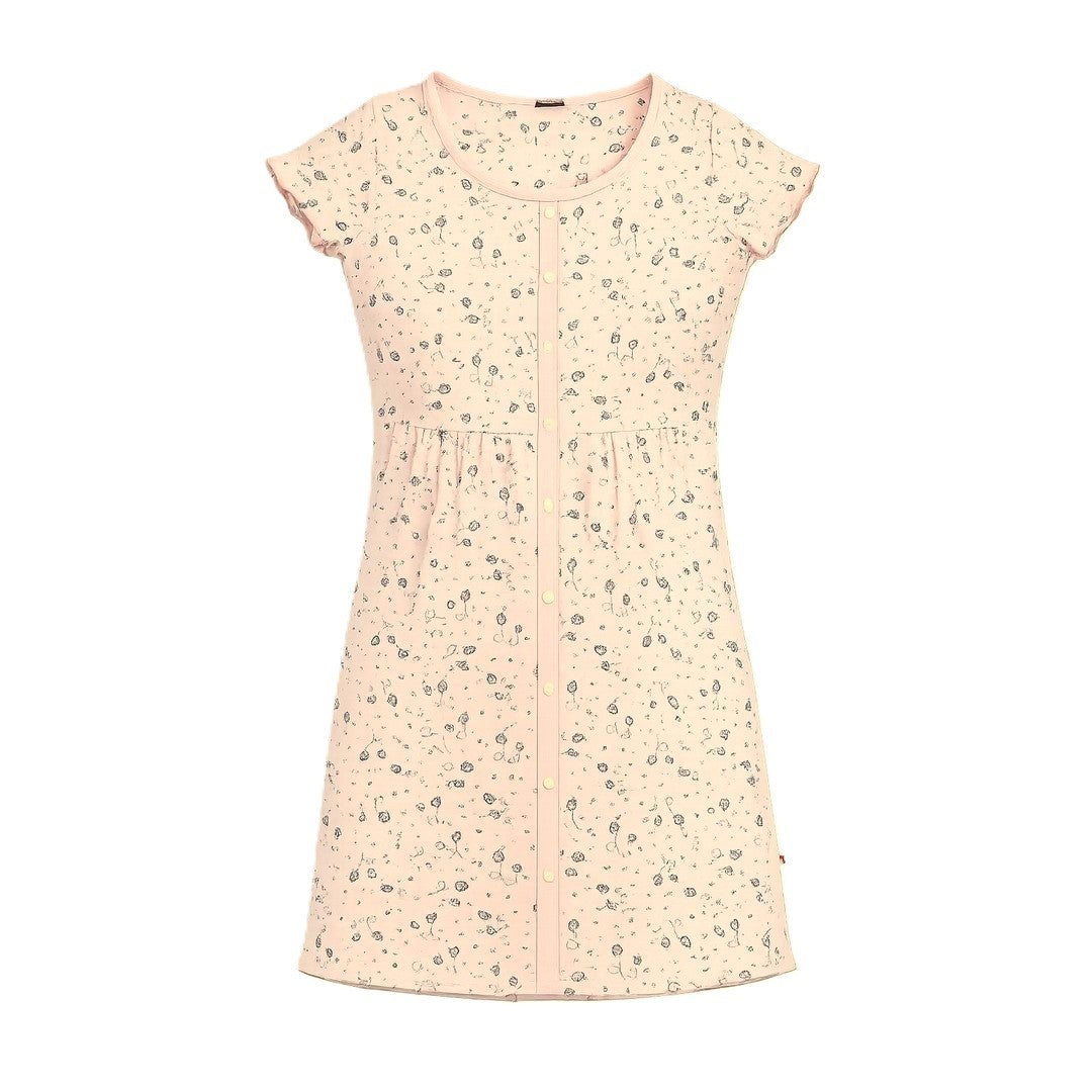 Lovable Donna Camicia da Notte Aperta Manica Corta in Jersey di Cotone LD0R6