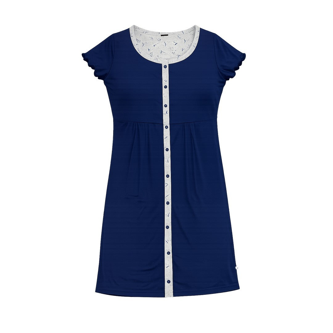 Lovable Donna Camicia da Notte Aperta Manica Corta in Jersey di Cotone LD0R6