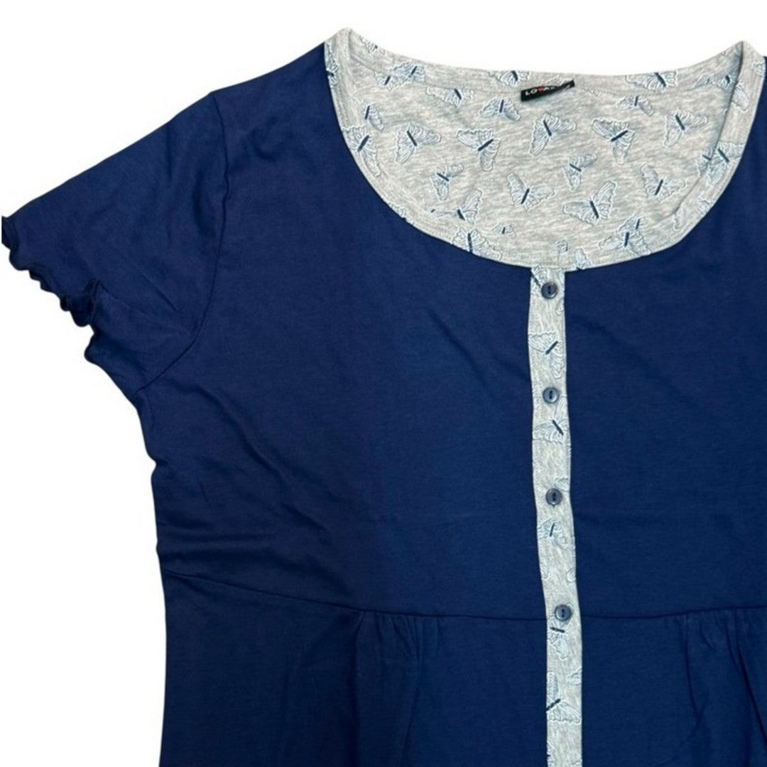 Lovable Donna Camicia da Notte Aperta Manica Corta in Jersey di Cotone LD0R6