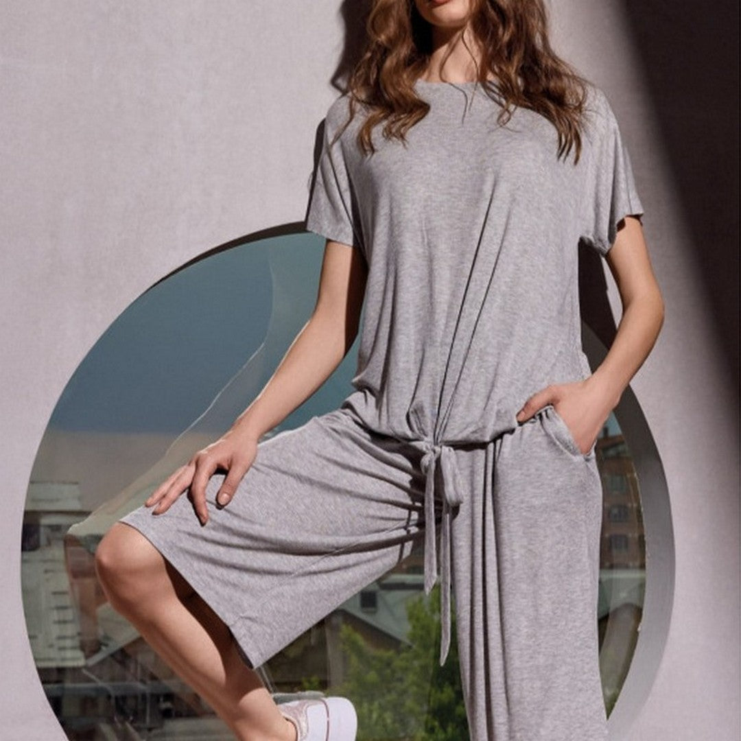 Lormar Pigiama Donna in Viscosa Mezza Manica Pantalone Bermuda Fitness