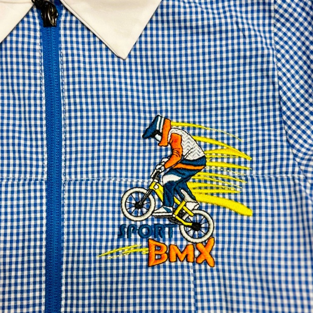Ambrosino Grembiule Scuola Bambino Quadretti Celeste con Zip