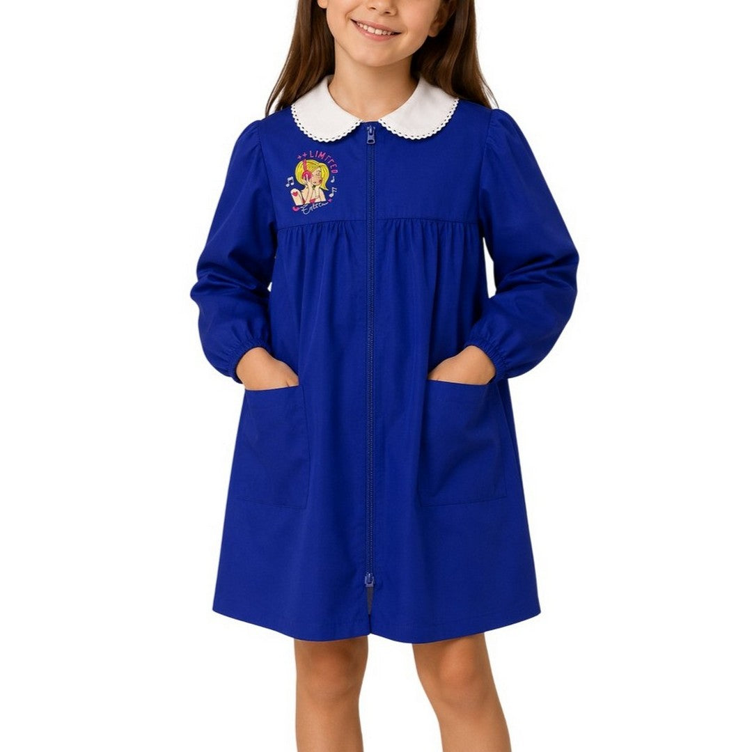 Ambrosino Grembiule Scuola Bambina Blu Con Zip