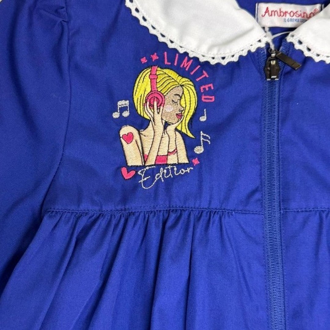 Ambrosino Grembiule Scuola Bambina Blu Con Zip