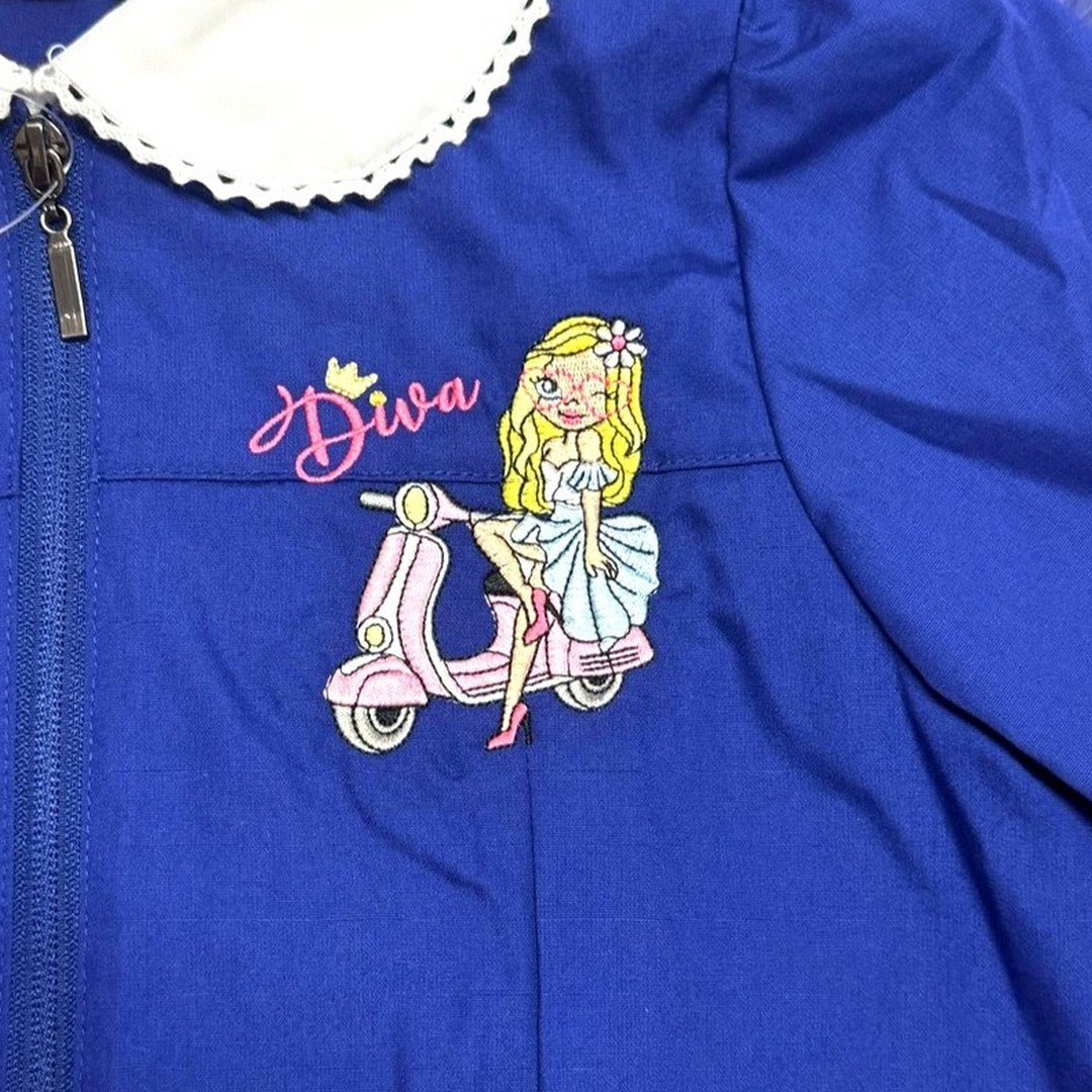 Ambrosino Grembiule Scuola Bambina Blu Con Zip