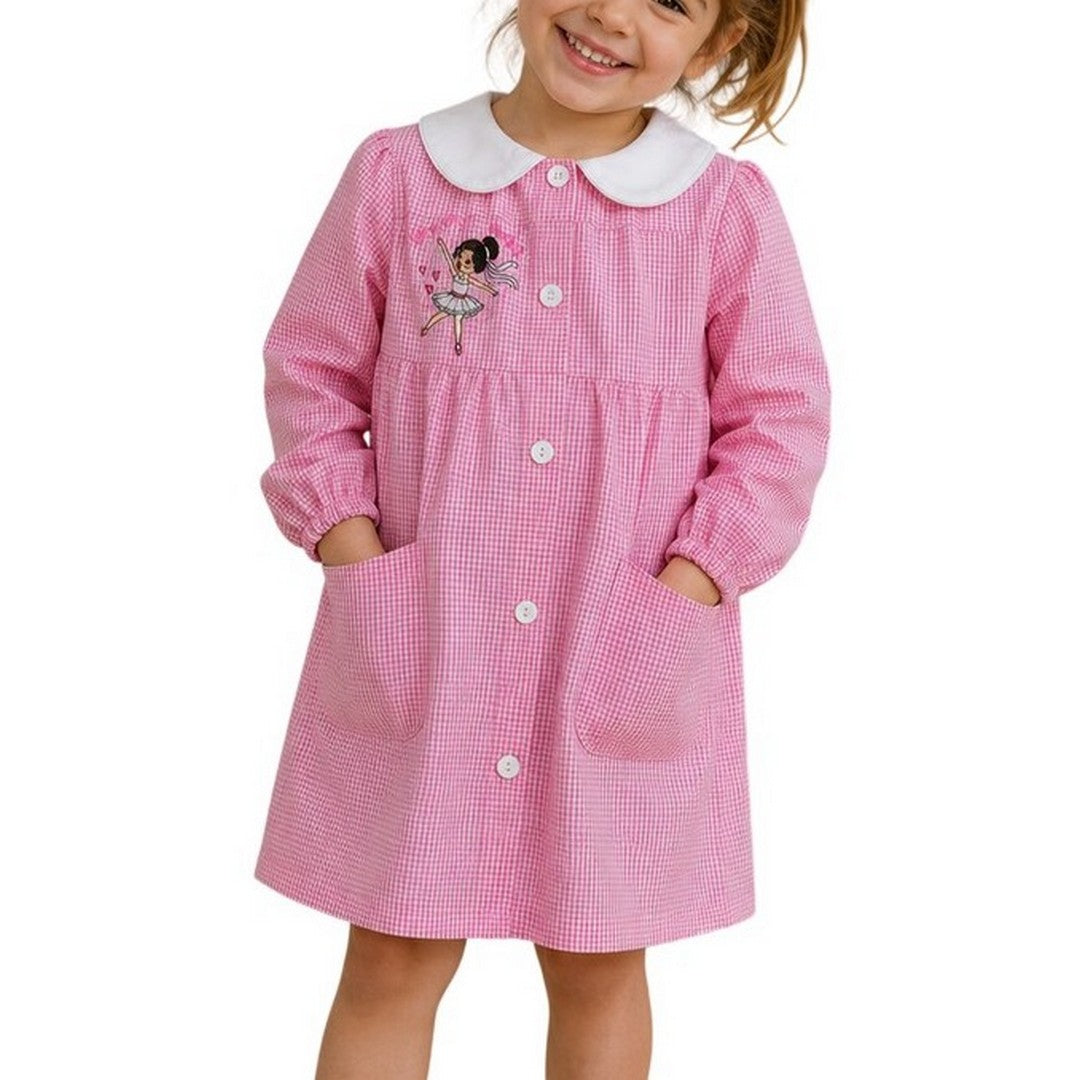 Ambrosino Grembiule Scuola Bambina Rosa con Bottoni