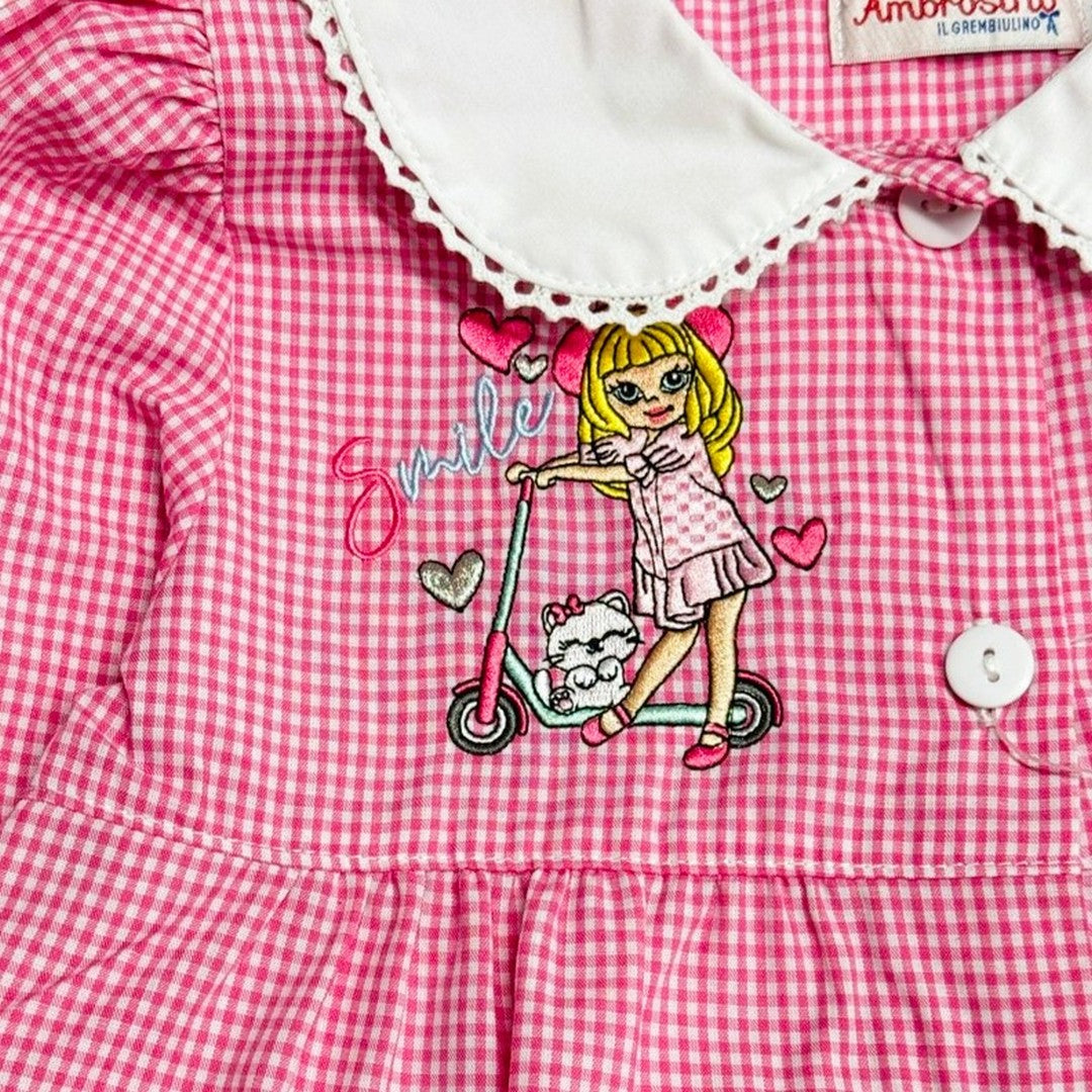 Ambrosino Grembiule Scuola Bambina Rosa con Bottoni