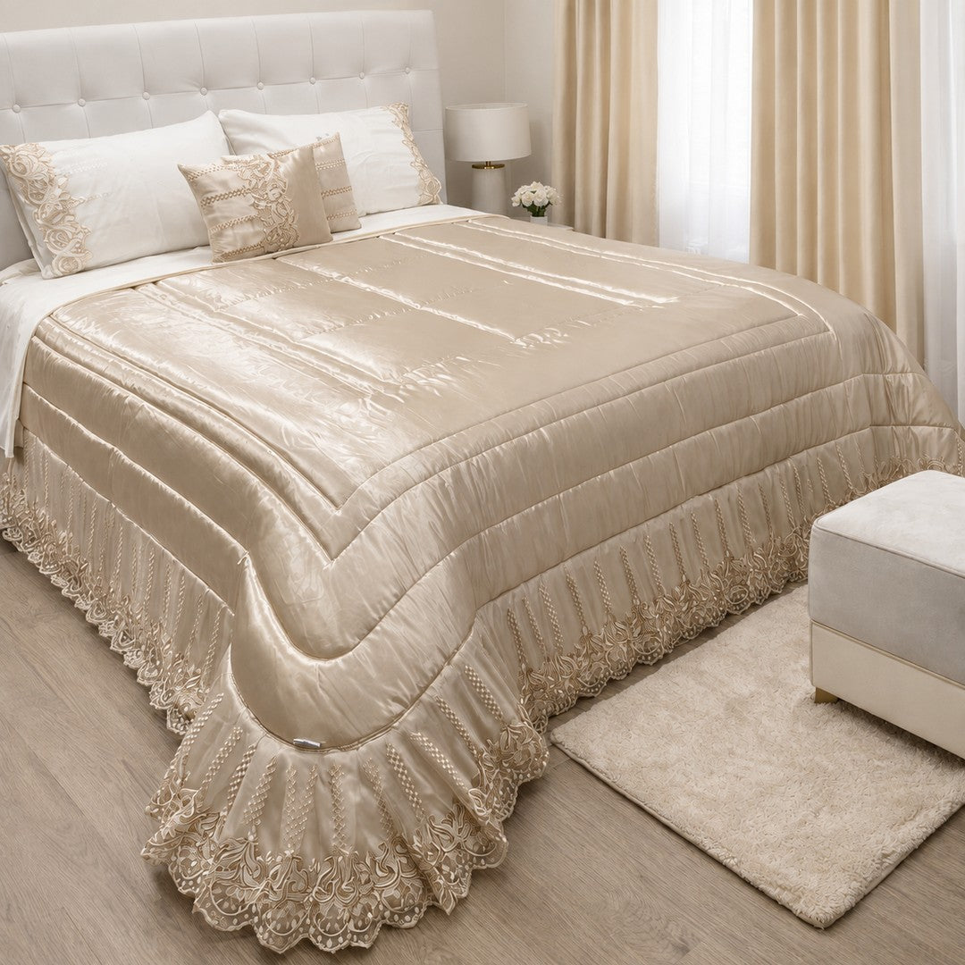 Renato Balestra Trapunta Matrimoniale in Raso Jacquard Ricamato