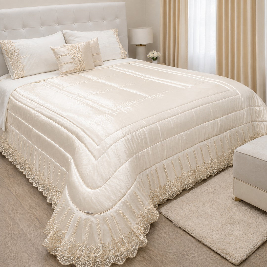 Renato Balestra Trapunta Matrimoniale in Raso Jacquard Ricamato