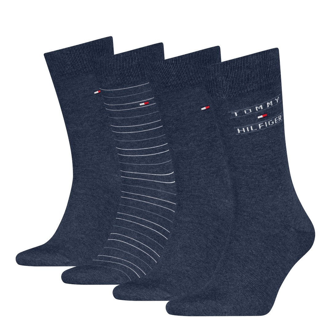 Tommy Hilfiger Uomo 4P Calze Corte Caldo Cotone Giftbox Stripe 701241158003