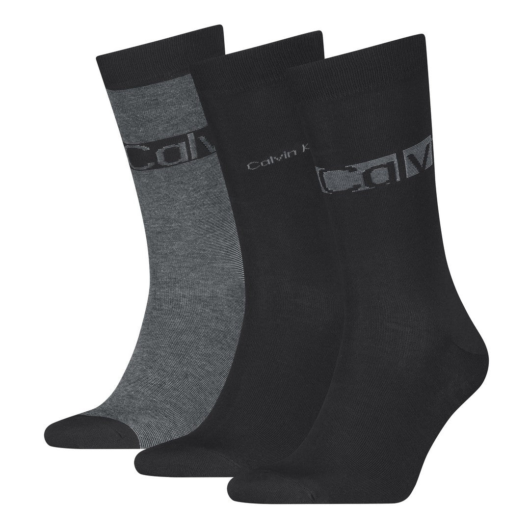 Calvin Klein Uomo 3P Calze Corte Caldo Cotone Giftbox Logo Stripe 70124120800180