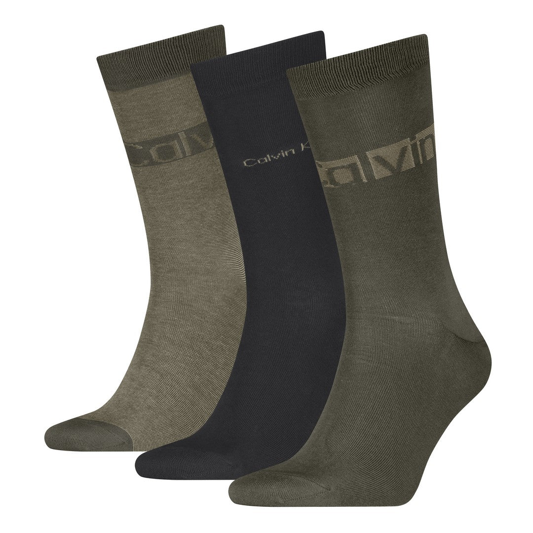 Calvin Klein Uomo 3P Calze Corte Caldo Cotone Giftbox Logo Stripe 70124120800280