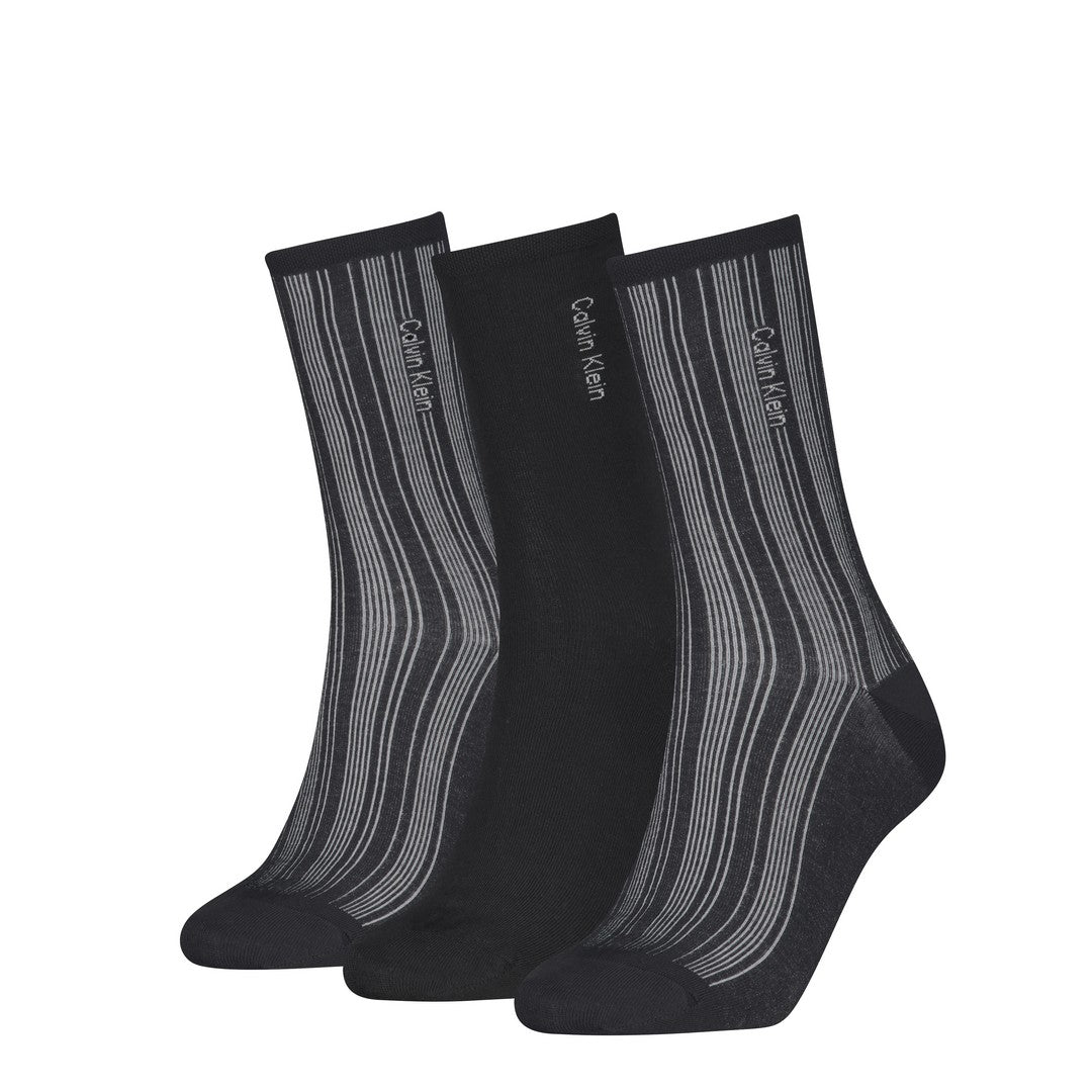 Calvin Klein Donna 3P Calze Corte Giftbox Contrast Rib 701241214001801