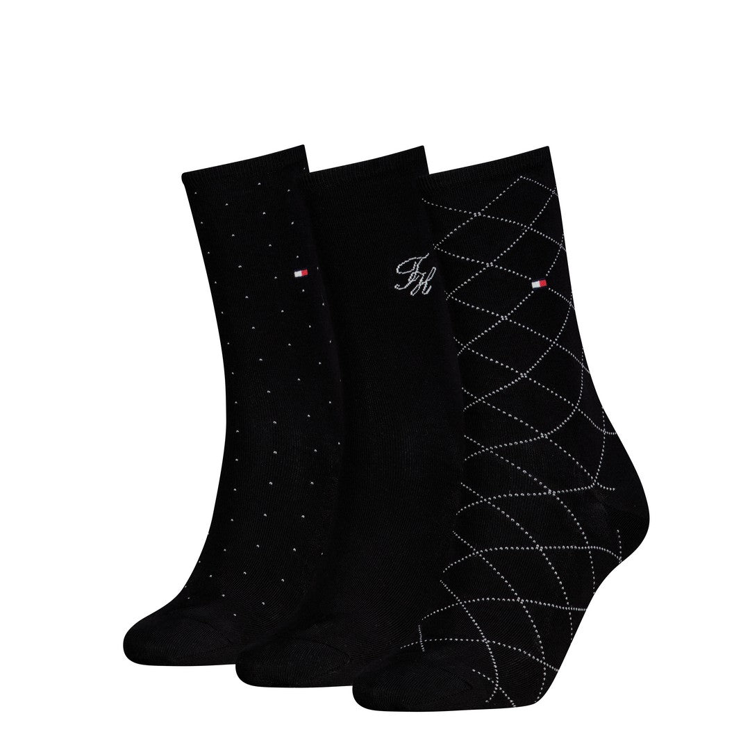 Tommy Hilfiger Donna 3P Calze Corte Caldo Cotone Giftbox Monogram 701242186002