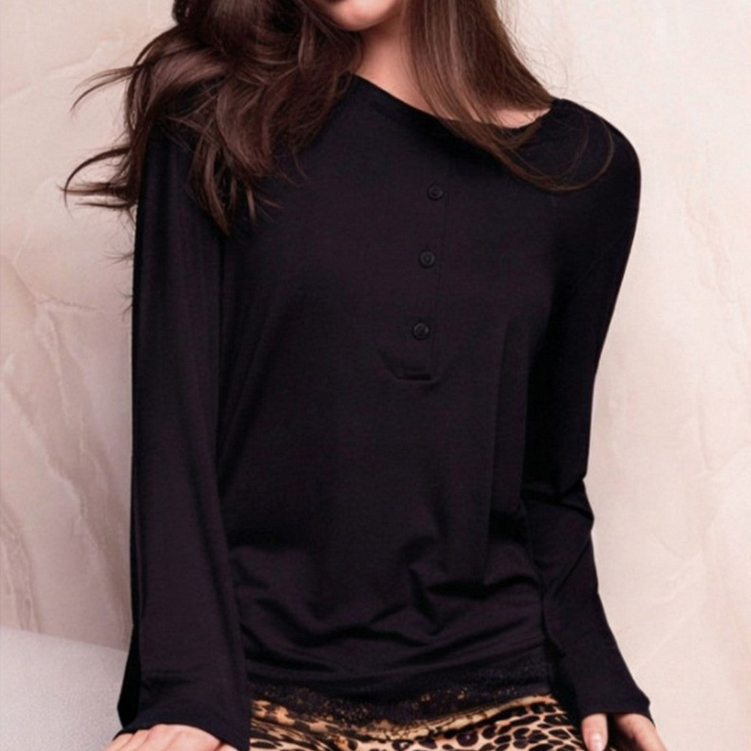 Lormar Pigiama Donna in Viscosa Pesante Manica Lunga Pantalone Lungo Seduction