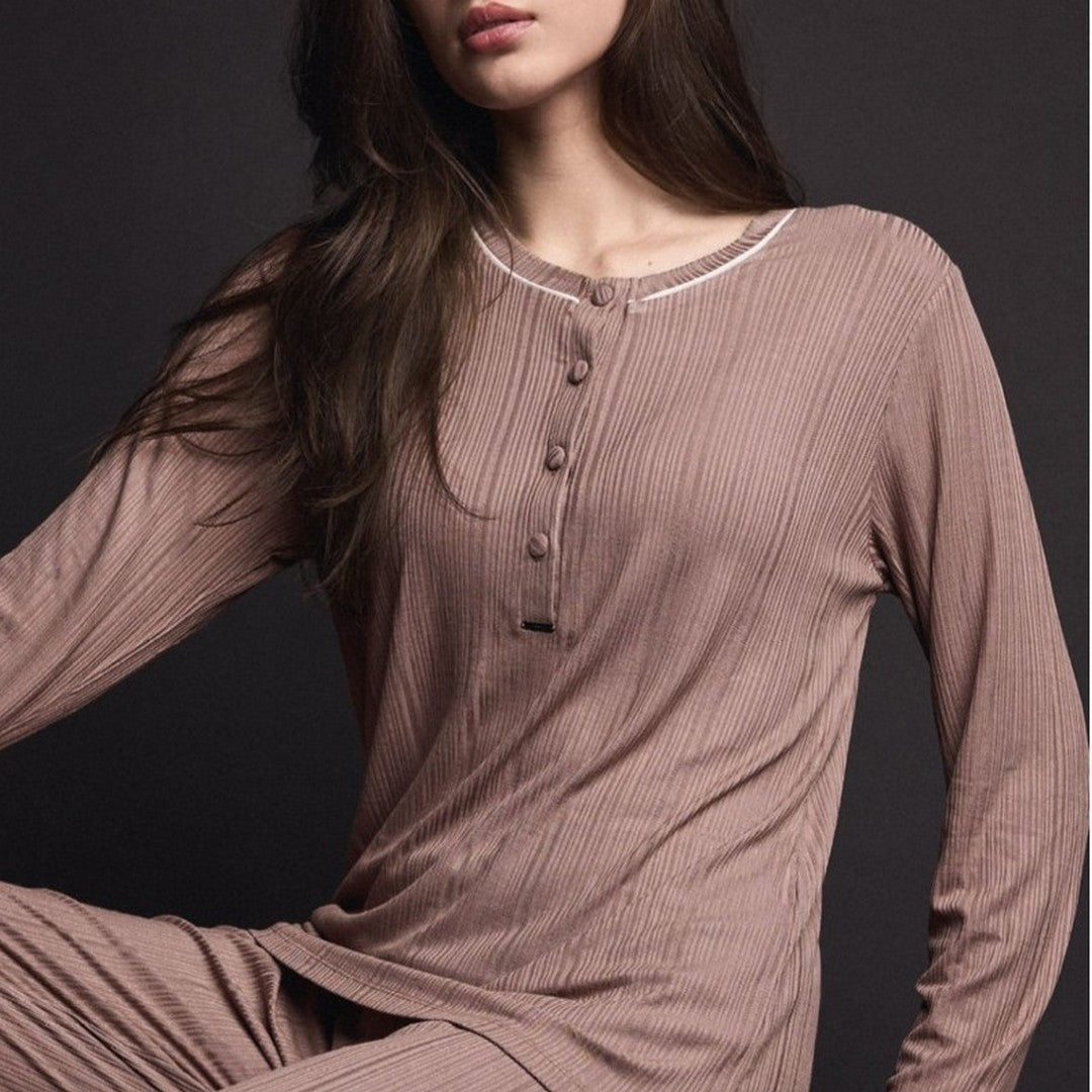 Lormar Pigiama Donna in Viscosa Pesante Manica Lunga Wellness