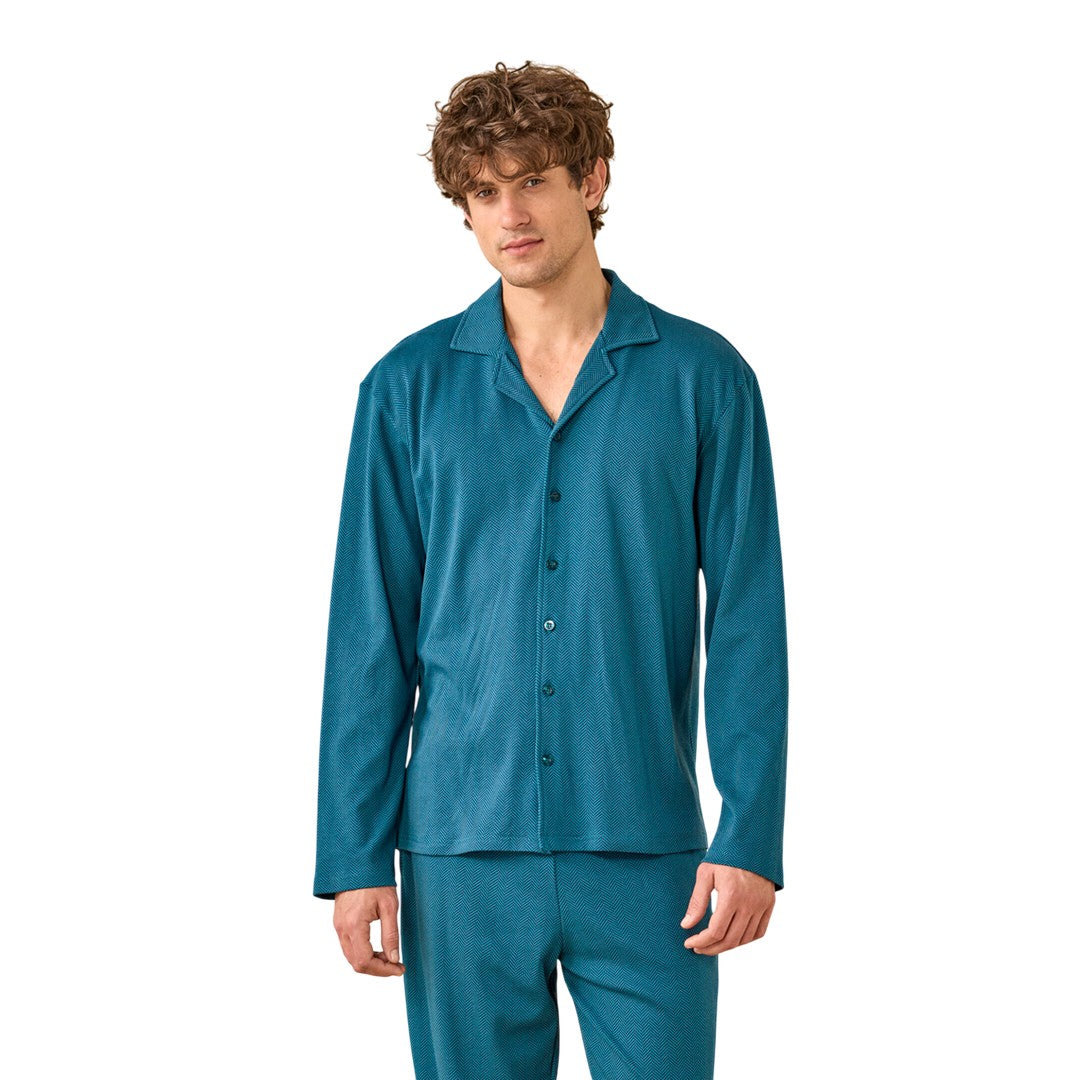 Noidinotte Pigiama Uomo Caldo Cotone Aperto Avanti - FC003349