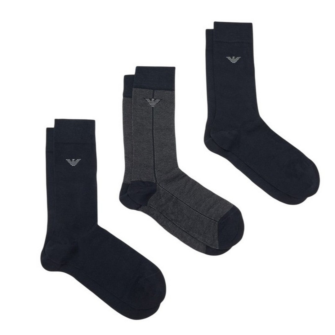 Emporio Armani Uomo 3 Pack Calze Corte Caldo Cotone - EM000554 AF25460 MB666