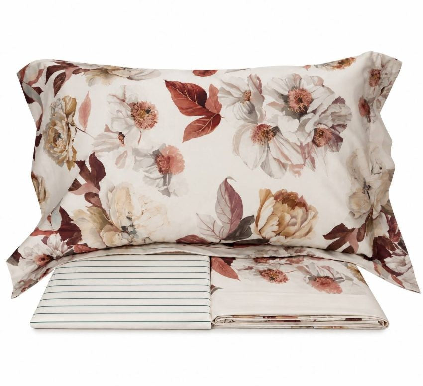 Gabel Completo Lenzuola in Flanella di Puro Cotone Peony