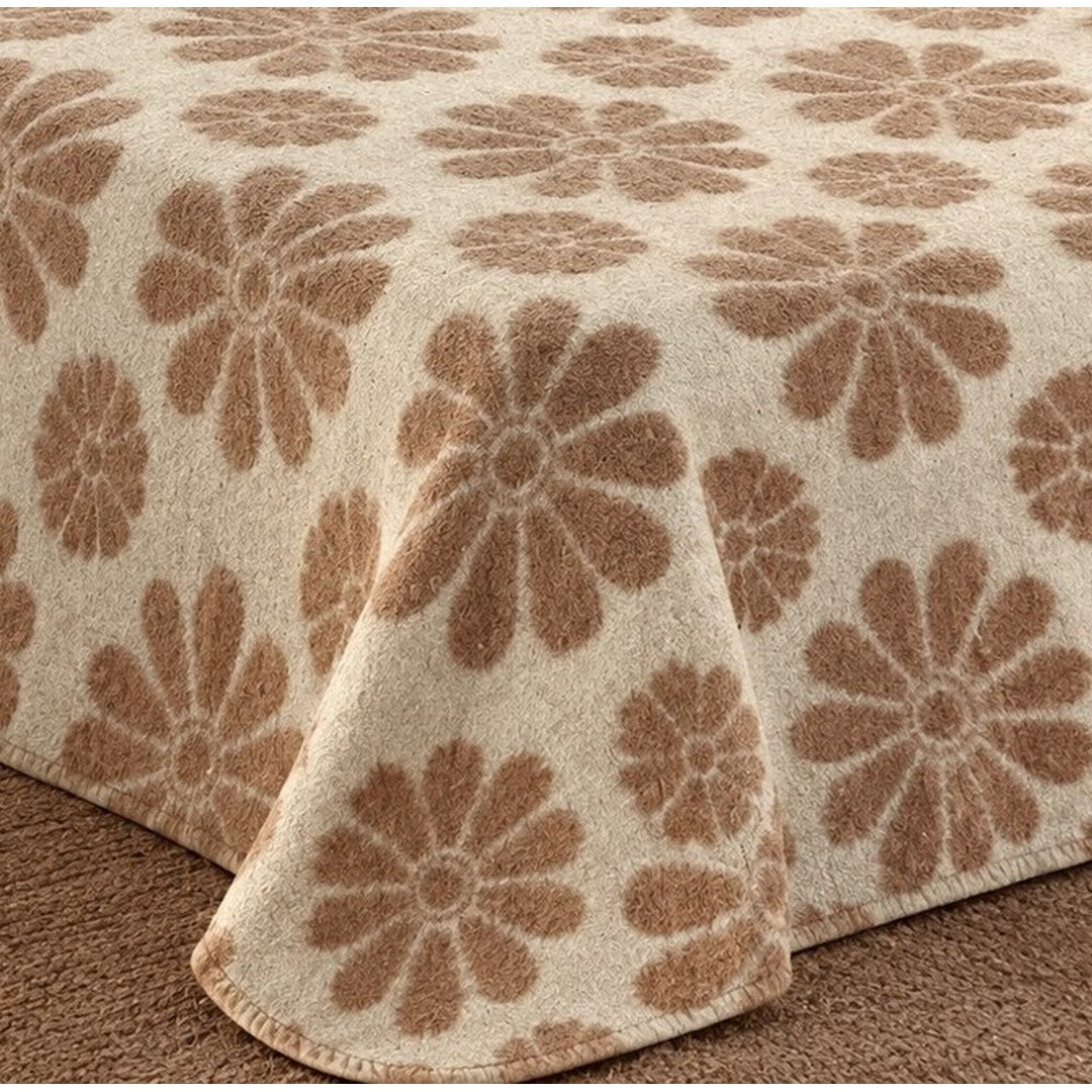 Coperta Margherite in Misto Lana con Bordatura in Velluto 210x250