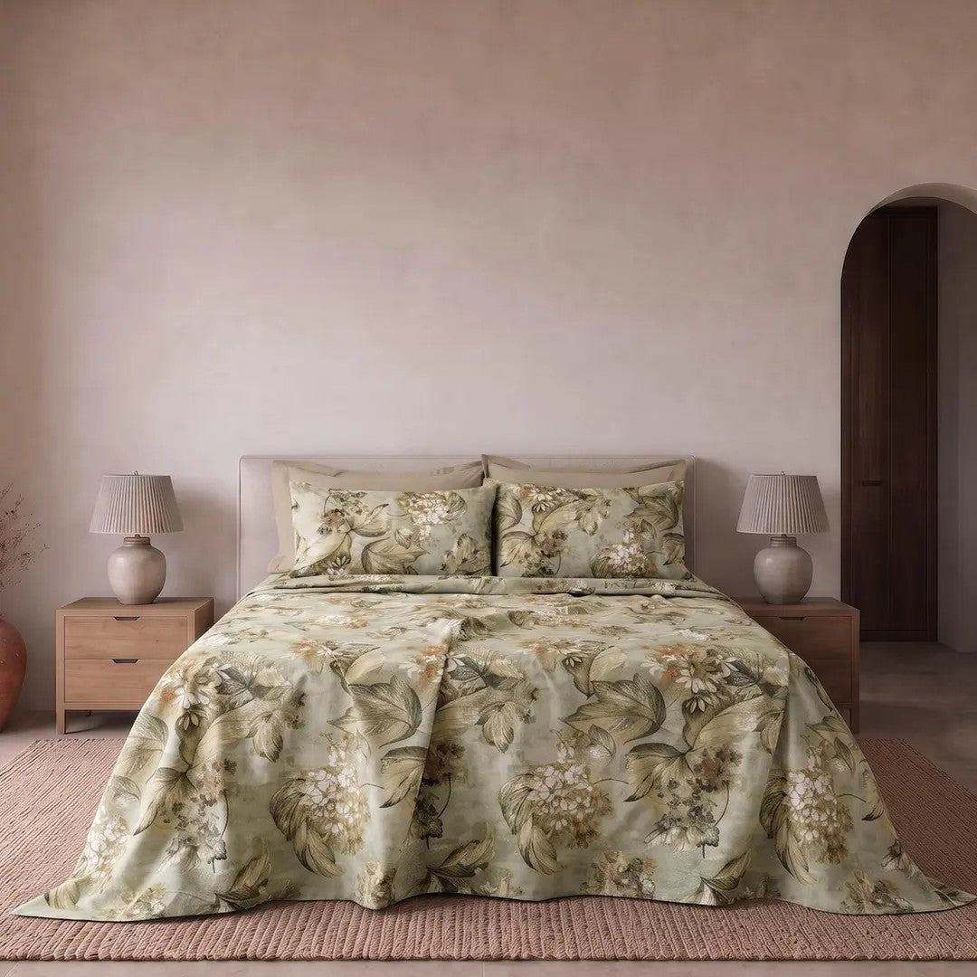 Riviera Home Completo Lenzuola Perla in Puro Cotone Stampato LN1846