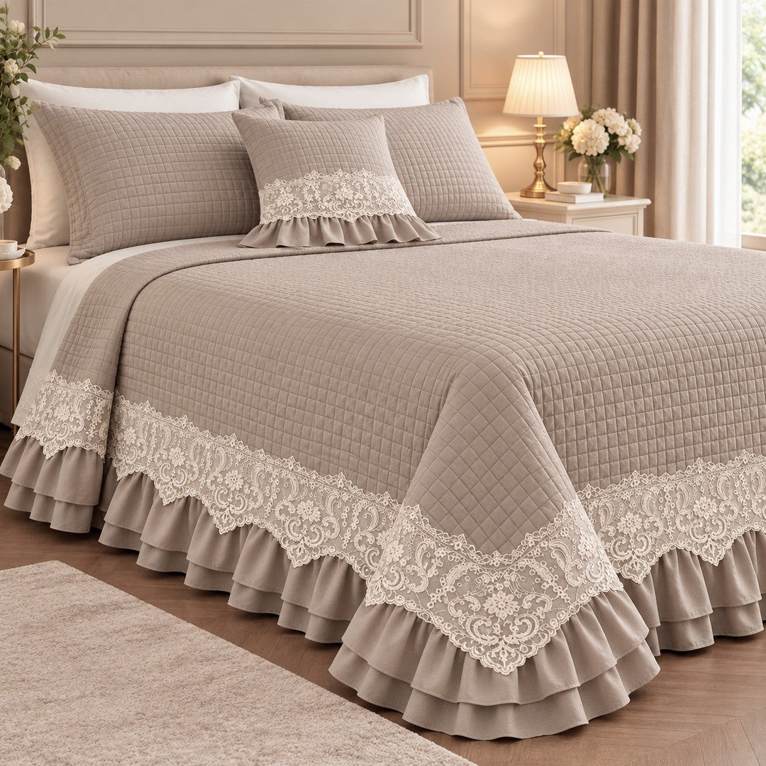 Nazareno Gabrielli Quilt Matrimoniale con Pizzo Fodera Cuscino Arredo Diana