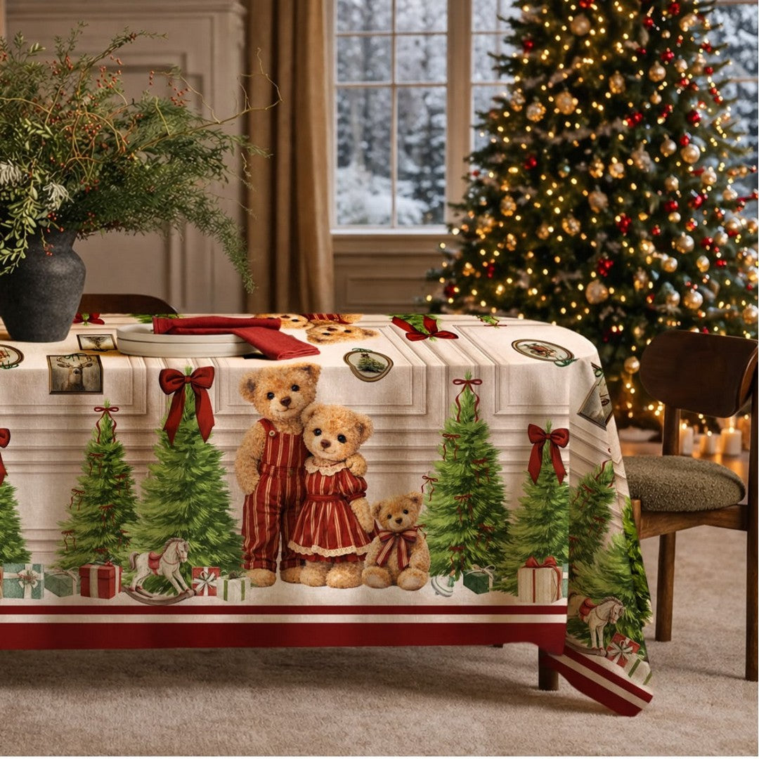 Maestri Cotonieri Home Tovaglia da Tavola in Twill di Cotone Famiglia Teddy