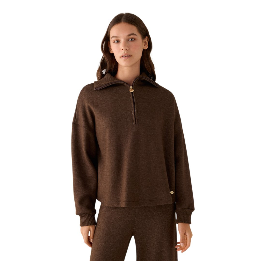 Ysabel Mora Maglione Donna Caldo con Scollo a V e Zip - 70724